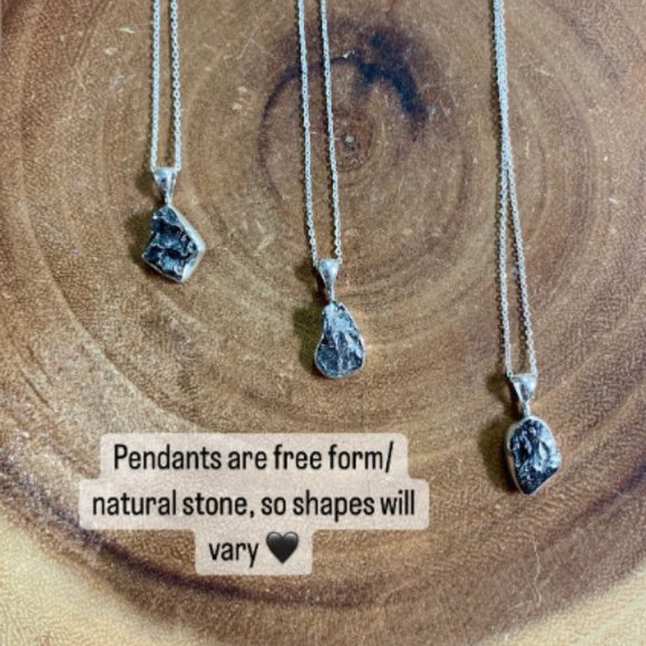 Rough Meteorite Sterling Silver Pendant & Adjustable Chain, Unique Jewelry - Picture 2 of 8